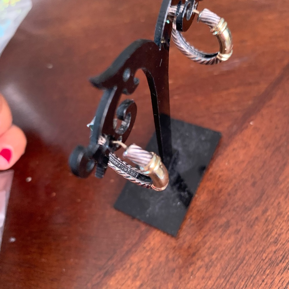 David Yurman hoop earrings gold and silver - Picture 2 of 5